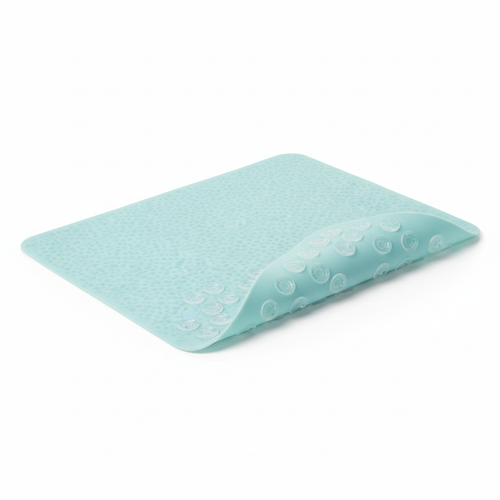 Anti-slip silicone bath mat with suction cups
