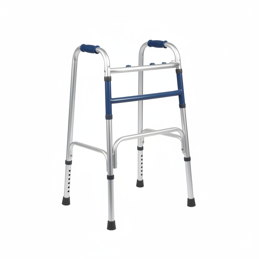 Folding aluminum 4-leg walker